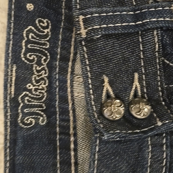 Miss Me Jeans Size 30 x 30 Denim Dark Boot Cut Rhinestone Pockets - Picture 6 of 16